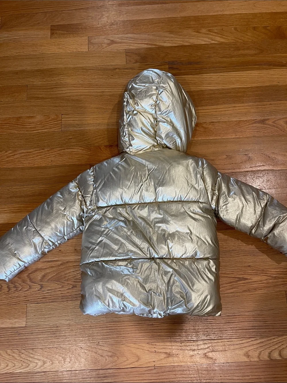 GAP Metallic Gold Kids Puffer Jacket with Sherpa Hood